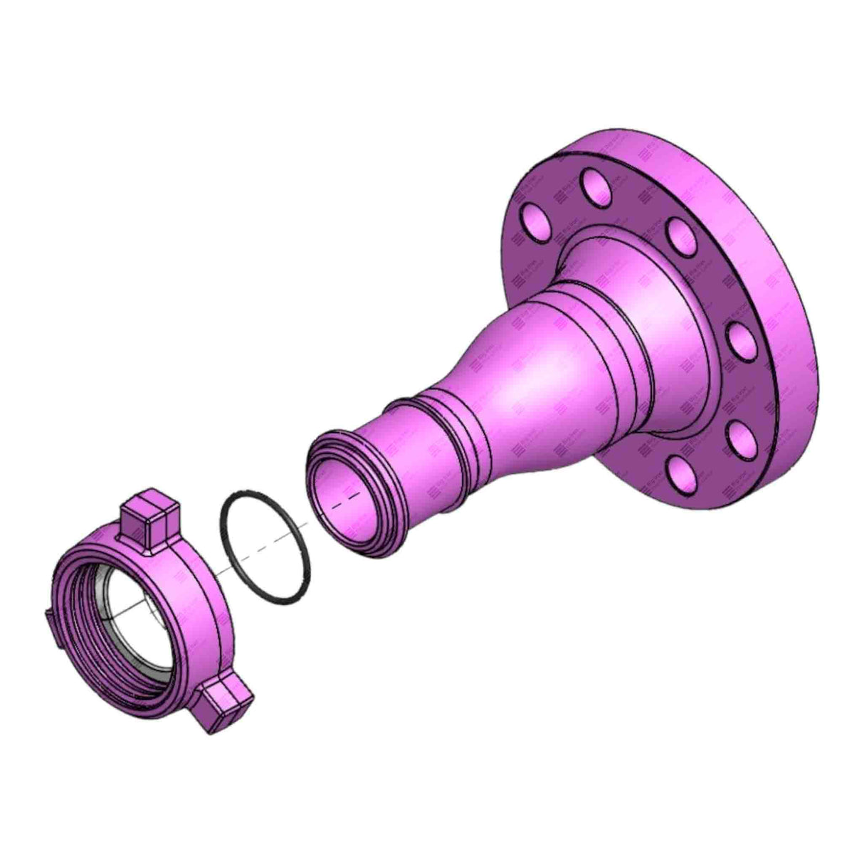 Flange Adapter, 3" 600# RF x 2" 206 M, BW XH DET, 1480 psi, Sour Service